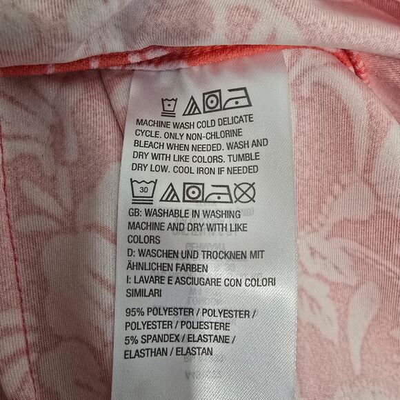 Isaac Mizrahi Women's Pull on Bridgehampton Faux Wrap Printed Skirt Coral Size L - Picture 7 of 9